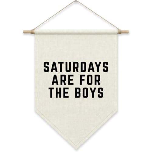 SHIEL-EVEN Saturdays Are For The Boys Pennant Flag Banner, Boy Nursery Decor, Modern Posters Hanger Frame, Birthday Christmas Gifts for Kids, Minimalist Room Canvas Wall Art for Bedroom Playroom Dorm