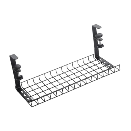 Bandeja para gestión de cables bajo escritorio, ajustable, acero al carbono, instalación sin taladro, 13.78x7.28x7.68 pulgadas, para cocina, oficina y hogar miniatura 2