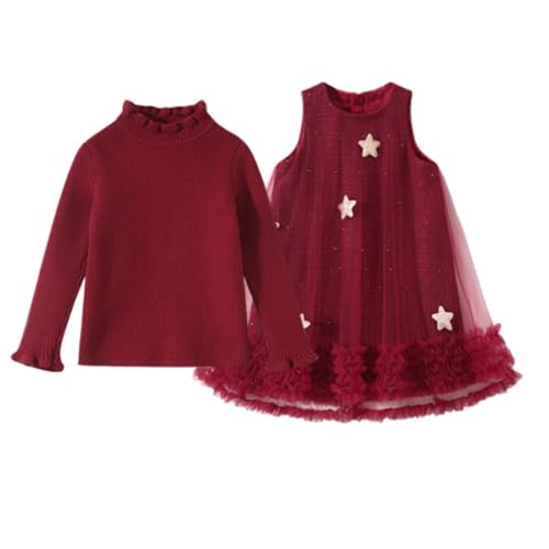 Vestido de niña de punto y traje de dos piezas infantil para escuela y tiempo libre casual