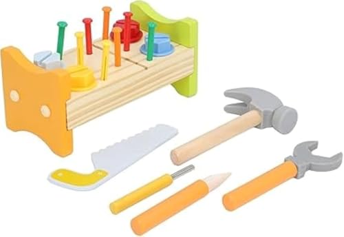 Image of Wudly Wooden Tool Bench Set - Pretend Play Workshop for Kids, Realistic Tools & Accessories, Educational STEM Toy for Boys & Girls Age 3-6, Durable Wood Construction, Gift-Ready