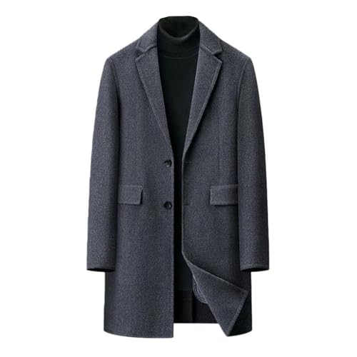 Manteau d'hiver mi-long laine homme avec doublure duvet amovible col costume