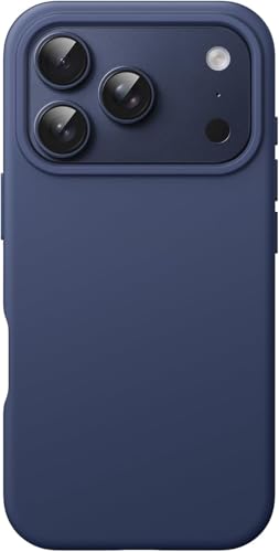 iPhone 17 Pro ile Uyumlu Lansman Kılıf İnce Sıvı Silikon 3 Katmanlı Tam Kaplamalı Yumuşak Jel Kauçuk Telefon Kılıfı (Lacivert)