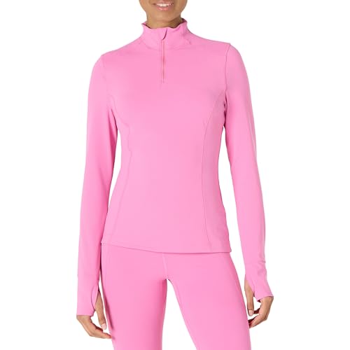 Amazon Essentials Chaqueta Deportiva FormFlex, Suave, de Corte Ajustado, con Manga Larga y Cremallera de un Cuarto Mujer, Rosa Flamenco, XL