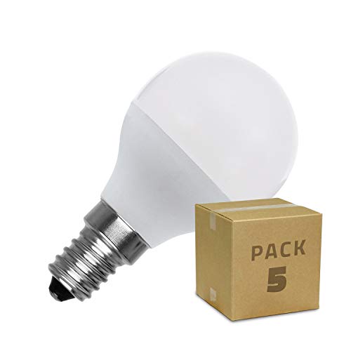 LEDKIA LIGHTING Pack Bombillas LED E14 Casquillo Fino G45 5W (5 un) Blanco Frío 6000K - 6500K