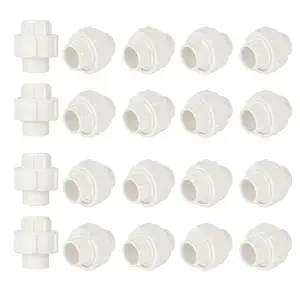 DAJAVE 50 Pack 1/2 Inch PVC Union Coupling Pipe Fitting (Socket x Socket), PVC Slip Union PVC Adapter Coupling for Irrigation, Plumbing Schedule 40, EPDM O-Ring, White