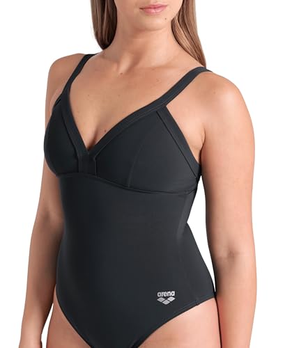 ARENA Women's Lara Shapewear Soft Curve Back C Cup One Piece Swimsuit Ladies Adjustable Shaping Tummy Control Swimwear Casual Beach Pool, Night Gray, Size 42 - image 3