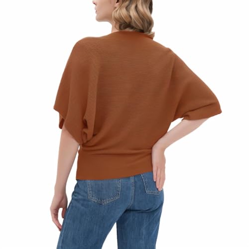 Image of EDSTAR Women Dolman Batwing Sleeves Knitted Sweaters Winter Boat Neck Pullovers Tops