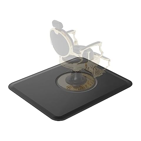 4’x 5’x 1/2'' Thick Salon Mat for Hair Stylist, Barber Floor Mats w/Round Base, Salon Chair Mat Comfort Standing, Barbershop Beauty Spa Equipment Cover