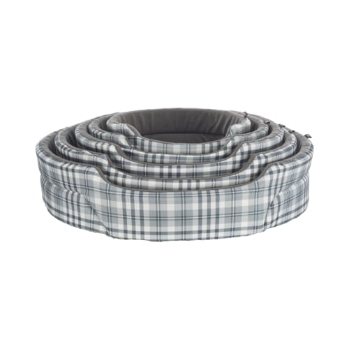 TRIXIE Hundebett Lucky 65 × 55 cm in grau/weiß - gemütliches Hundekissen mit Baumwoll-Optik - Hundekorb für mittelgroße Hunde - rutschfest - 37023