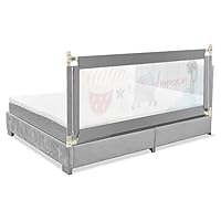 Maxmass Single Toddler Bed Guard, Height Adjustable Baby Bed Rail with Double Safety Child Lock, Anti-Fall Beds Mesh Guardrail for Twin & Double Bed (175 x 25 x 73-101cm, Dark Grey)
