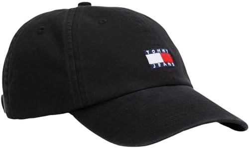 Tommy Jeans Herren Cap Heritage 6 Panels Cap mit Logo, Schwarz (Black), Einheitsgröße