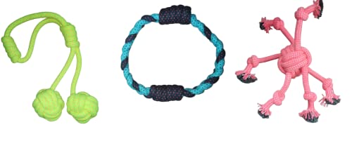 Furry Critters Rope 2 Knotted Ball/Ring Ball/Crazy Ball Pack of3