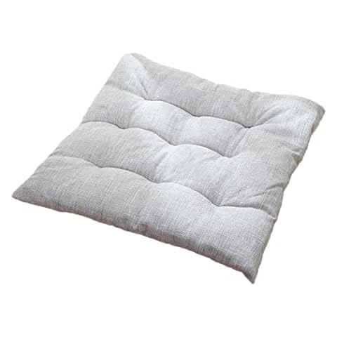 JLWM Chair Pad Solid Color Linen, Seat Cushion Breathable Thicken Seat Pad Chair Cushion With Ties For Dining Chair Bay Window Square-gray-40x40cm Cover