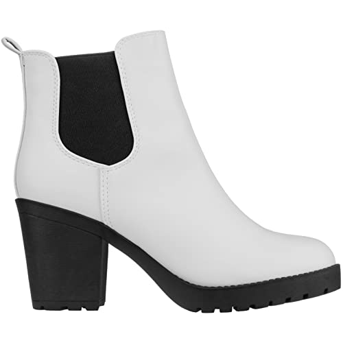 ILLUDE Women’s Ankle Boots Chelsea Bootie Chunky Block Heel Round Toe Boot2