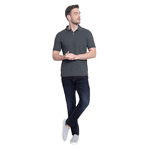 Image of Men's Poly Cotton-Matty Tshirt with Regular Fit Solid Pattern Half Sleeve Standard Length and Button Down Closure|Men's T-Shirts