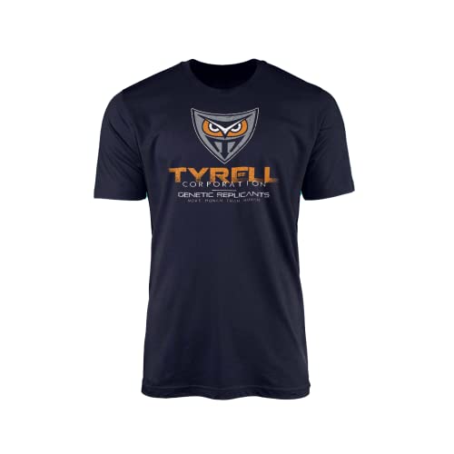 Image of SMARTYPANTS Tyrell Corporation OWL T-Shirt Top Tee - Classic 80's Film Movie Cinema Sci-fi Dystopian Future Book Androids Dream Electric Sheep Gifts Presents (Medium, Navy)