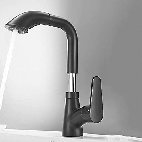 Robinet de lavabo noir à douchette extractible pour faciliter la routine beauté