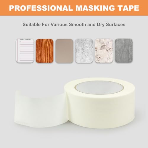 Image of Masking Tape 2 inch 55 Yards 3 Pack Versatile Adhesive Painting Tape for General Purpose Use, Easy-Remove, Ideal for Labeling Painting,DIY, Art,Home,Office, School Total 165 Yards