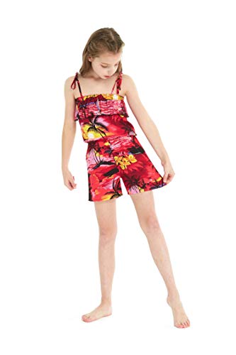 Image of Hawaii Hangover Family Matching Hawaiian Clothes, Sunset Red | Family matching Hawaiian outfits, Sunset Red, lightweight rayon, machine washable, tropical floral print, luaus, cruises