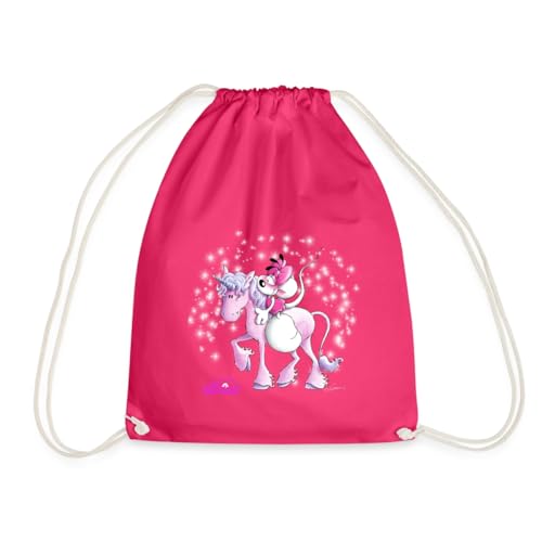 Spreadshirt Diddl Diddlina Reitet Auf Einhorn Lalunaly Turnbeutel, One size, Fuchsia