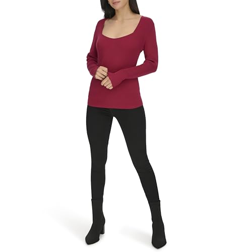 Image of Calvin Klein Women's Square Neck Long Sleeve Sweater