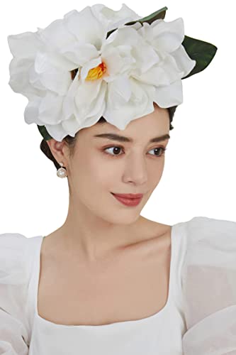 Coucoland Flower Hat Fascinators for Women – White Fancy Tea Party Church Derby Hats Floral Fascinator Headband