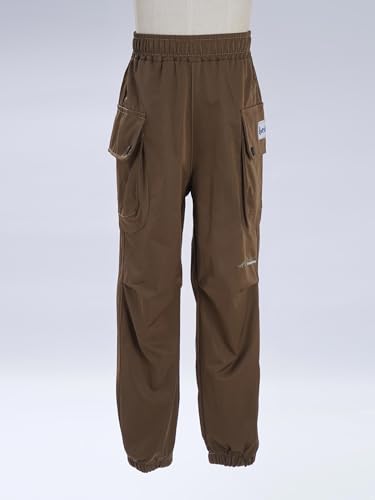 Kids Boys Elastic Waist Joggers Pants Slim Fit Cargo Trousers with Pockets Stretch Uniform2