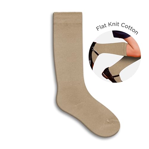 PICCOLO HOSIERY Girls Knee High Socks – Cotton School Uniform, Flat Knit, 6 Pack (White, Black, Navy) Colors2
