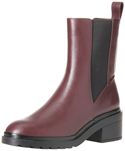Amazon Essentials Bota Chelsea con Suela Gruesa Mujer, Negro Rojo Sangre de Buey, 43 EU