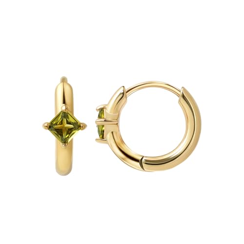 FANSING Birthstone Hoop Earrings for Women Lightweight 316L Surgical Steel Huggie Earrings - Main Image