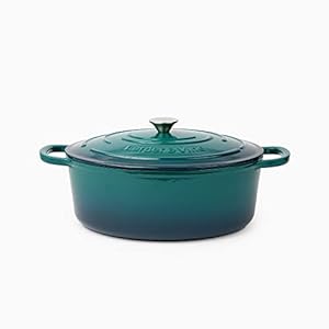 Larder & Vine Enameled Cast Iron Dutch Oven with Lid – Oversized Handles, Dome Lid, Dutch Oven for Sourdough Bread Making, 8QT/7.5L – (Bondi)