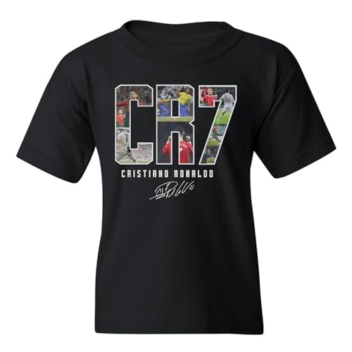 Cup & Branch Collage Ronaldo Tribute - Soccer Goat Youth Unisex T-Shirt (Black, Youth Small)