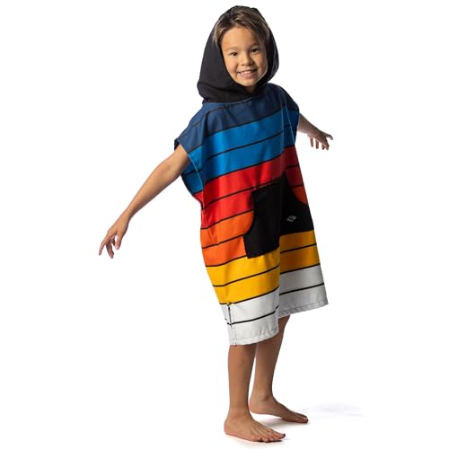Image of Flow Changing Poncho for Kids - Microfiber Hooded Swim Towel Poncho for Boys & Girls, Perfect for Beach, Pool, or Swim - Quick Dry, Absorbent, Light Weight, and Easy to Pack (Brightside, Small)