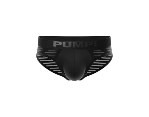 Pump! Whisper Black Brief | Men's Underwear Briefs | Low Rise Boys Briefs | Waistband Men's Brief | Micro Mesh Fabric | Moisture Wicking | Lightweight | Breathable | Unique Design for Comfort