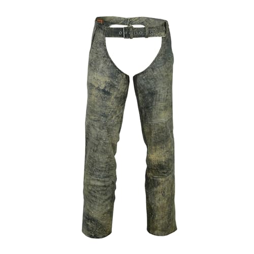 Daniel Smart Motorcycle Leather Chaps – All Season Unisex Biker Pant with Customizable fit and Carry Pockets (3X-Large)