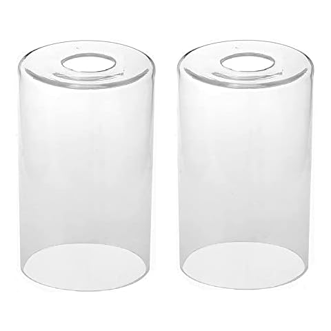 Clear Glass Lamp Shade, 2 Pack Cylinder Lamp Shades Glass Ceiling Pendant Light Shade Replacements for Lighting Fixture 9 cm × 14 cm Cover