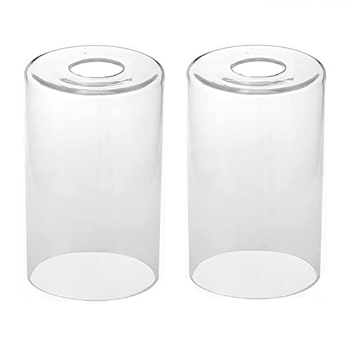 2 Stück Lampenschirm aus Glas, transparenter Lampenschirm, zylindrisch, Ersatzschirm aus Glas, Lochdurchmesser 4,2 cm (Durchmesser 10 cm x Höhe 16,5 cm) Cover