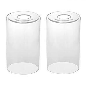 2 Pcs Abat Jour en Verre, Abat-jour Transparent, Abat-jour Cylindrique de Rechange, Abat-jour de Remplacement en Verre Diamètre du trou 4,2 cm (Diamètre 9 cm x Hauteur 14 cm)