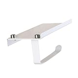 KIMISS Toilettenpapierhalter mit Telefonablage, Wandmontierter Taschentuchspender aus Edelstahl für Zuhause und Hotel, Installation ohne Bohren (201 Edelstahl Weiß)