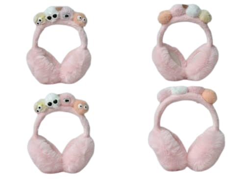 Gitanshi Trading Plush Monster Hooded Scarf, Pink Fuzzy Winter Hat with Cute Character Design for Kids, Warm Headwear (pcs 1) 3
