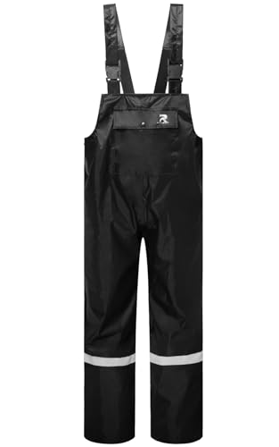 RainRider Bib Rain Pants for Men Waterproof Rain Gear for Women Workwear Bib Overalls Trousers for Fishing(Black,M)