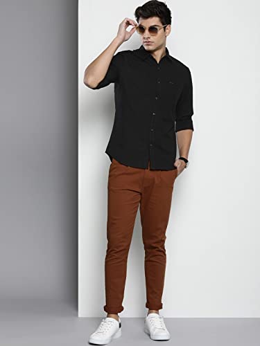 Image of The Indian Garage Co Men Regular Fit Solid Full Sleeves Cutaway Collar Casual Shirt