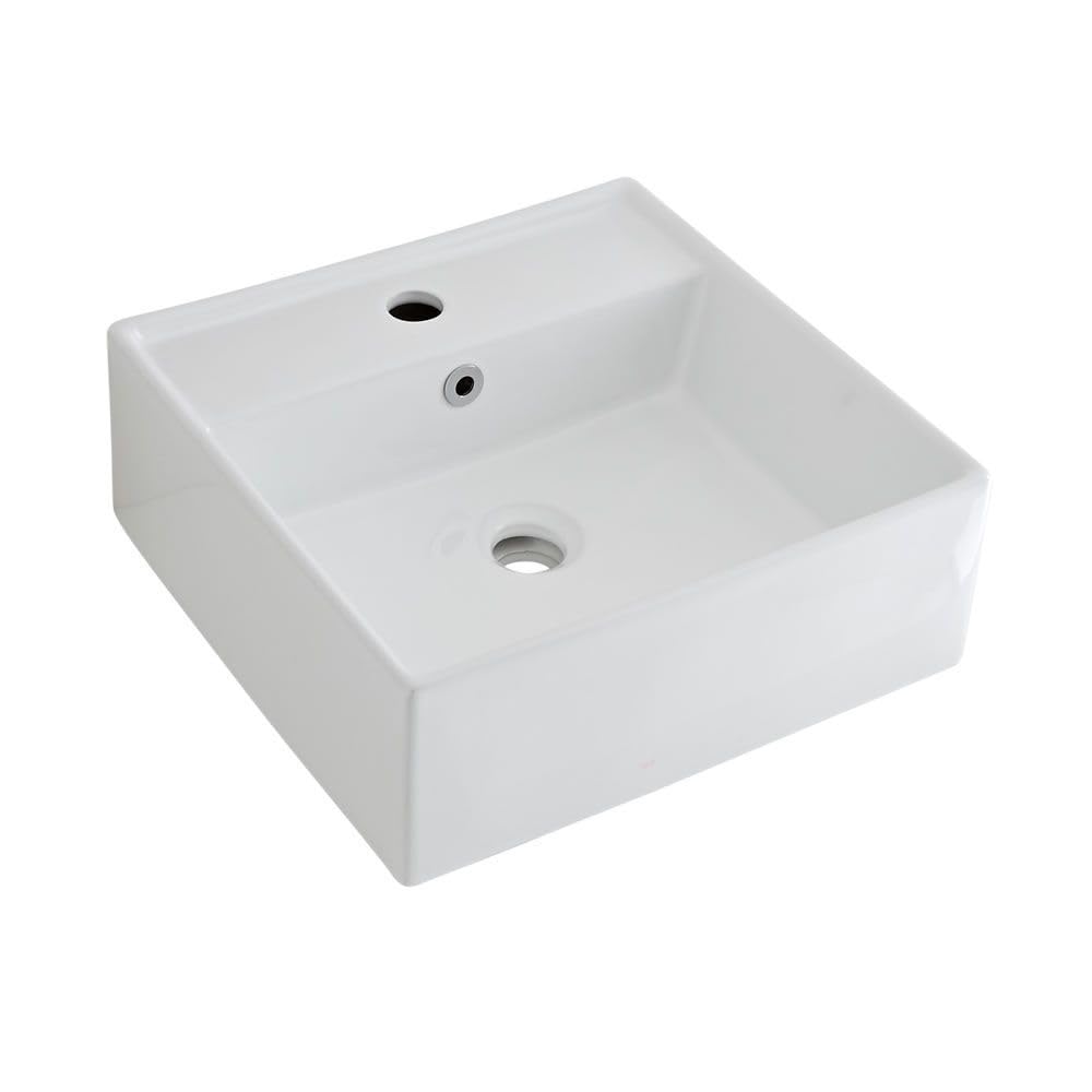 Milano Sand Overflow Dalton White Countertop Wall Hung Bathroom Basin Sink Ring - 410Mm X 410Mm