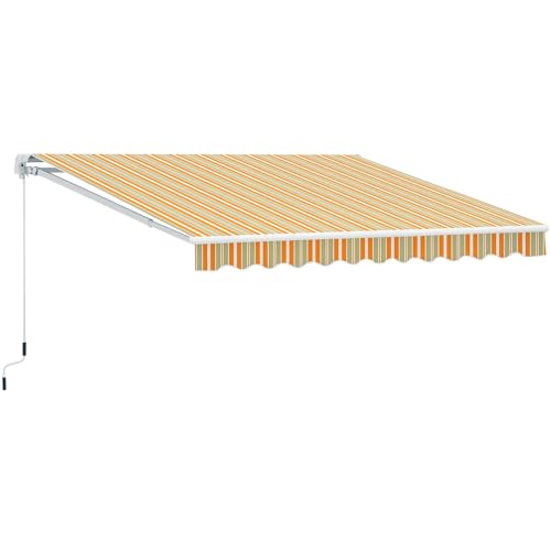 Outsunny Toldo Retráctil Con Manivela Pared Ángulo Ajustable De PU Resistente Al Agua 300X250Cm Articulado 280G/M² Naranja Blanco