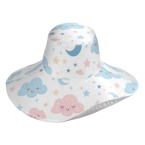 Cartoon Cute Pink Blue Cloud Moon Foldable Visor Hats for Women for Vacation Accessories Decorative Sunhat Men for Womens Sun Protection Sunproof sombreros para el sol de Mujer