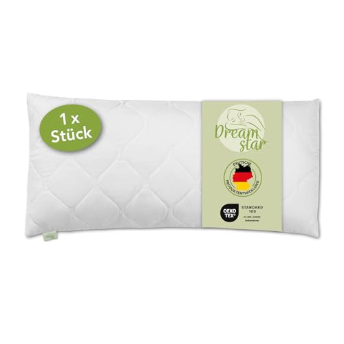 DREAMSTAR Almohada de 40 x 80 cm, relleno de cojín de 650 g, con cremallera, lavable hasta 60 grados, apto para alérgicos, 40 x 80 cm