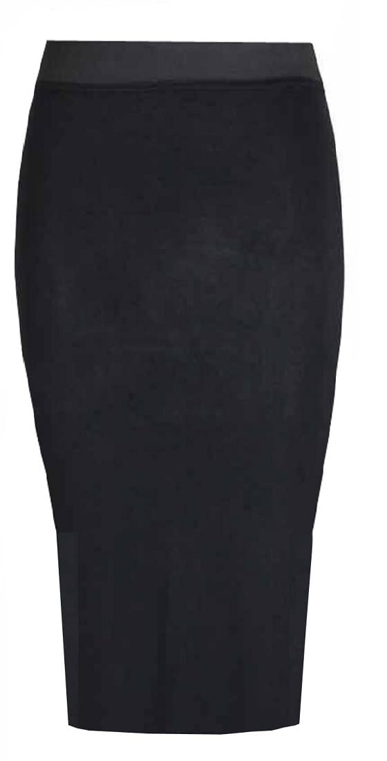 Gostyles Women's Black Gostyles® Plain & Printed Bodycon Pencil Skirt, Office Casual Wear Stretch Jersey Elastic Waist Midi Skirt (, Xxl)