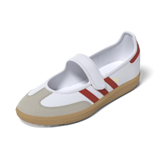adidas FTWWHT/RED/GUM3 Unisex Samba Jane J FTWR whiteRed/Gum 3 3.5 US, Wide Little_Kid