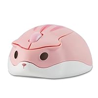 elec Space Wireless Mouse Cute Cartoon Hamster Shape Portable Travel 2.4GHz 1200DPI Optical Cordless Mouse with USB Receiver Compact Silent Mice for Laptop PC Computer Mac, Pink