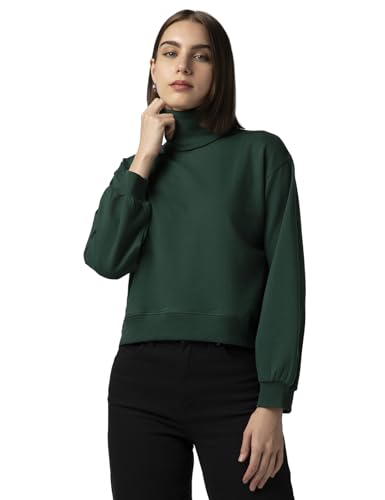 Image of FYLTR Women's Drop Shoulder Boxy Fit Sweatshirt with Turtle Neck & Balloon Sleeve | Sweatshirts for Women | Winter Sweatshirts for Woman | Casual T-Shrit
